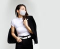 Asian smart businesswoman waering face mask