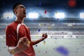 Asian soccer player celebrate goal Royalty Free Stock Photo