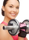 Asian sporty woman with heavy dumbbell Royalty Free Stock Photo