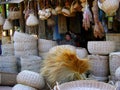 Asian straw basket seller