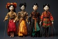 asian string puppets with elaborate garments