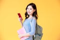 Asian student use smart phone Royalty Free Stock Photo