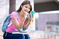 Student use the smart phone Royalty Free Stock Photo