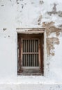 Asian style antique vintage wooden window on old white wall Royalty Free Stock Photo