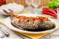 Asian Style Baked Fish With Chili, Ginger and Soy Sauce Dressing