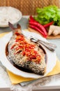 Asian Style Baked Fish With Chili, Ginger and Soy Sauce Dressing