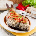 Asian Style Baked Fish With Chili, Ginger and Soy Sauce Dressing