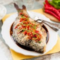 Asian Style Baked Fish With Chili, Ginger and Soy Sauce Dressing