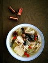 Asian style mushroom and vegetable soup Royalty Free Stock Photo