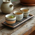 Asian style tea set on the table Royalty Free Stock Photo