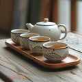 Asian style tea set on the table Royalty Free Stock Photo