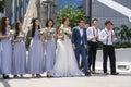 Asian style wedding ceremony on a street in Singapore