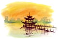 Asian sunset Royalty Free Stock Photo