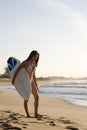 Asian Surfer Woman Royalty Free Stock Photo