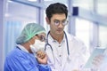 Asian surgeon team using digital tablet at work