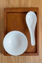 White cup and spoon on tray Royalty Free Stock Photo