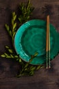 Asian table setting with cherry blossom Royalty Free Stock Photo