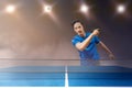 Asian table tennis player man swing the tennis table racket Royalty Free Stock Photo