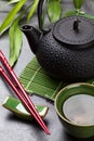 Asian tea bowl and teapot Royalty Free Stock Photo