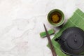 Asian tea bowl and teapot Royalty Free Stock Photo