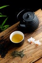Asian tea set on bamboo Royalty Free Stock Photo