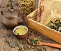 Asian tea still life with accessories Royalty Free Stock Photo