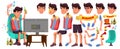 Asian Teen Boy Vector. Animation Creation Set. Face Emotions, Gestures. Friendly, Cheer. Animated. For Presentation