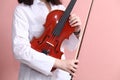 Asian teen white shirt violin