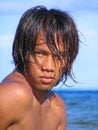 Asian teenager portrait on beach Royalty Free Stock Photo