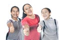 Asian teenager raising thumb sign like on white background Royalty Free Stock Photo