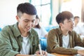 Asian teenager Student Study with Classmate in Classroom Royalty Free Stock Photo