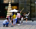 Asian teens team building for lunar new year