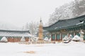 Odaesan mountain Woljeongsa temple at winter in Pyeongchang, Korea Royalty Free Stock Photo