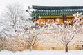 Odaesan mountain Woljeongsa temple at winter in Pyeongchang, Korea Royalty Free Stock Photo