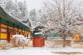 Odaesan mountain Woljeongsa temple at winter in Pyeongchang, Korea Royalty Free Stock Photo