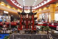 Asian temple scene with ninjago warriors made from lego blocks Royalty Free Stock Photo