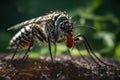 Asian Tiger Mosquito closeup image. ai generative