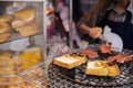 Asian toast. Thai street food vendor in Bangkok, Thailand Royalty Free Stock Photo