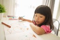 Asian toddler drawing from home Royalty Free Stock Photo