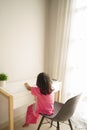 Asian toddler drawing from home Royalty Free Stock Photo