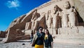 Asian tourist travel to Abu simbel temple historic landmark of Egypt Royalty Free Stock Photo