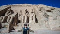 Asian tourist travel to Abu simbel temple historic landmark of Egypt Royalty Free Stock Photo