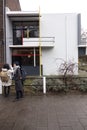 Asian tourists at Rietveld Schroder House in the Dutch town of U