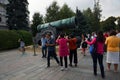 Asian tourists take pictures of King Cannon in Moscow Kremlin