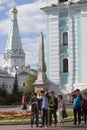 Asian tourists visit Trinity Sergius Lavra in Russia.