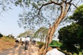 Asian tourists walking to the crater of A 1 hill