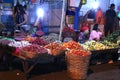 Asian Traditional Night Market With Food, Fruits, Fish and Chili