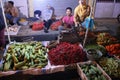 Asian Traditional Night Market With Food, Fruits, Fish and Chili