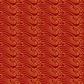 Asian traditional seamless ocean wave pattern. Red background