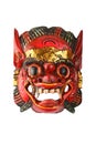 Asian traditional wooden red painted demon mask on white Royalty Free Stock Photo